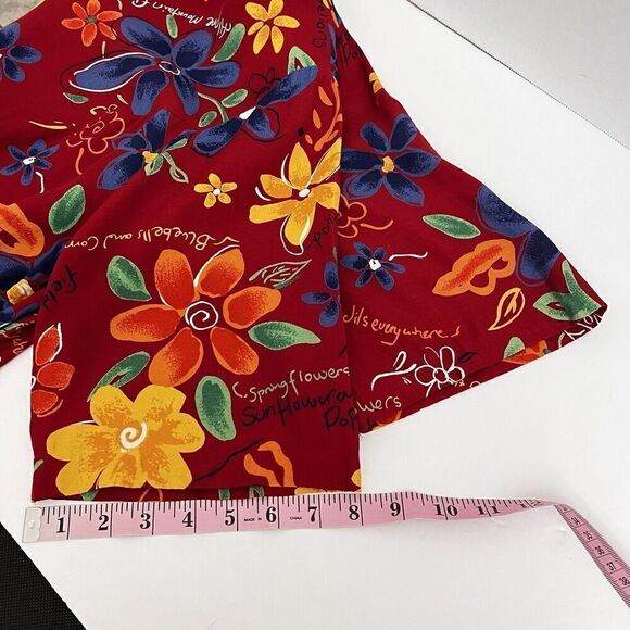 VTG Jacque &‎ Koko Romper Womens 14/16 Pockets Floral Red Multicolor *See Note - Picture 11 of 16